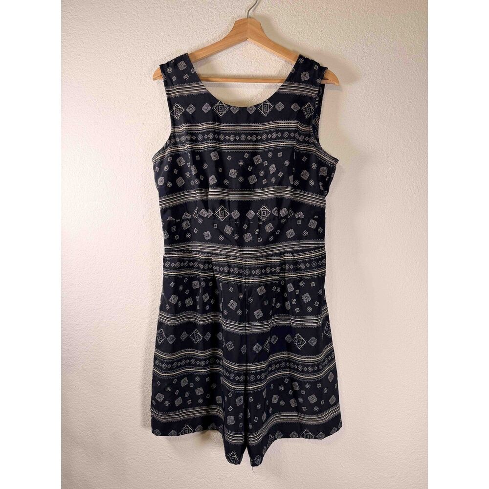 Vintage 90s Kathie Lee Geometric Foulard Print Romper Skort Dress Size 10